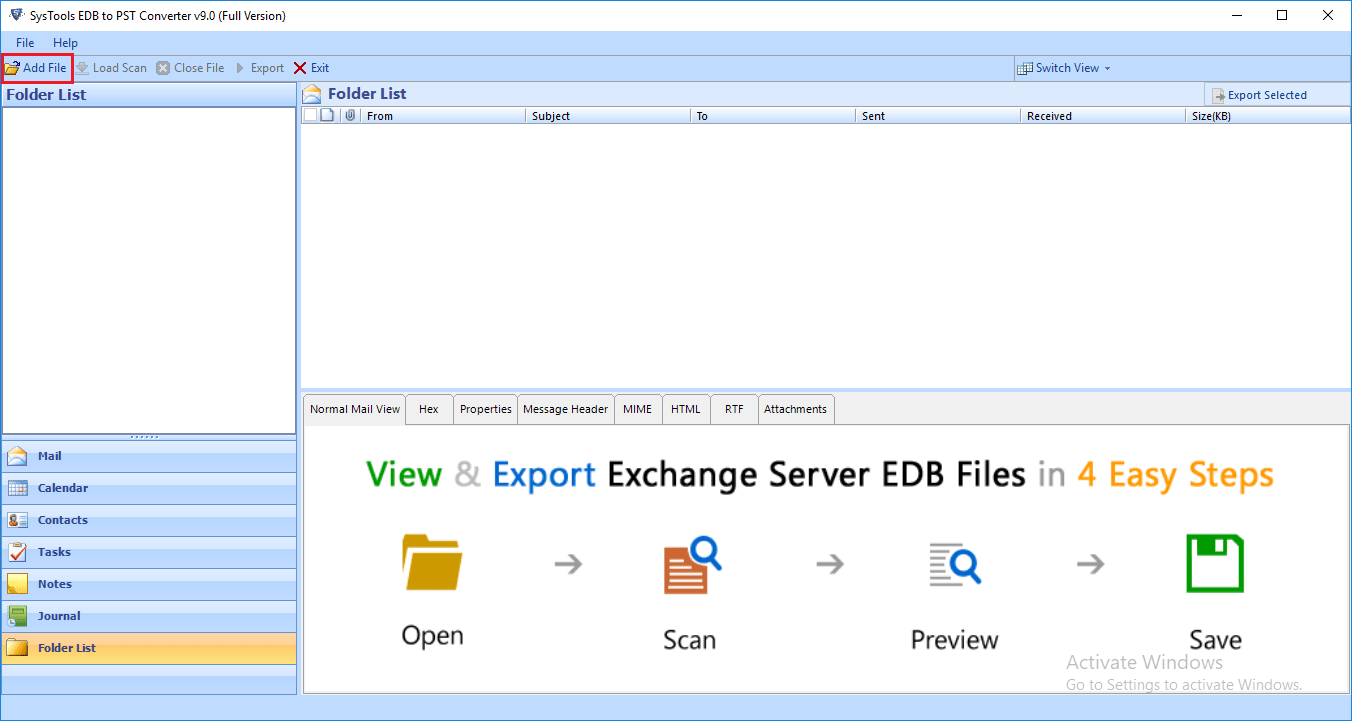 Welcome Screen- Exchange EDB Converter Software